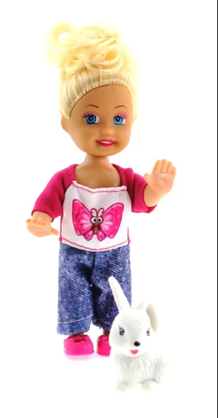 Cute Girl Tavşan Figürlü Sarışın Mini Bebek - 3