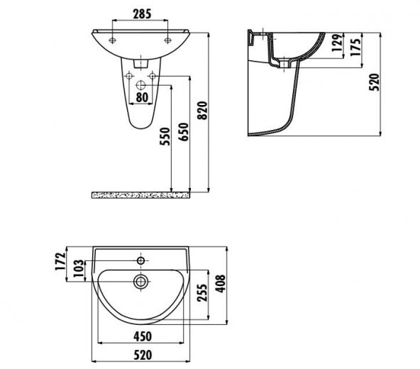 Creavit 40x50 cm Batarya Delikli Lavabo + Yarım Ayak - 2