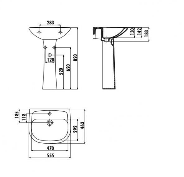 Creavit Pitta 45x55 cm Batarya Delikli Lavabo + Tam Ayak - 2