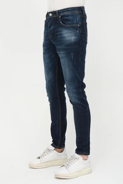 Erkek Slim Fit Taş Yıkamalı Likralı Jean Kot Pantolon - 3