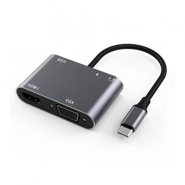 Winex 5in1 Type-C Hub Port Adaptör HDMI VGA USB AUX 100W PD Girişli