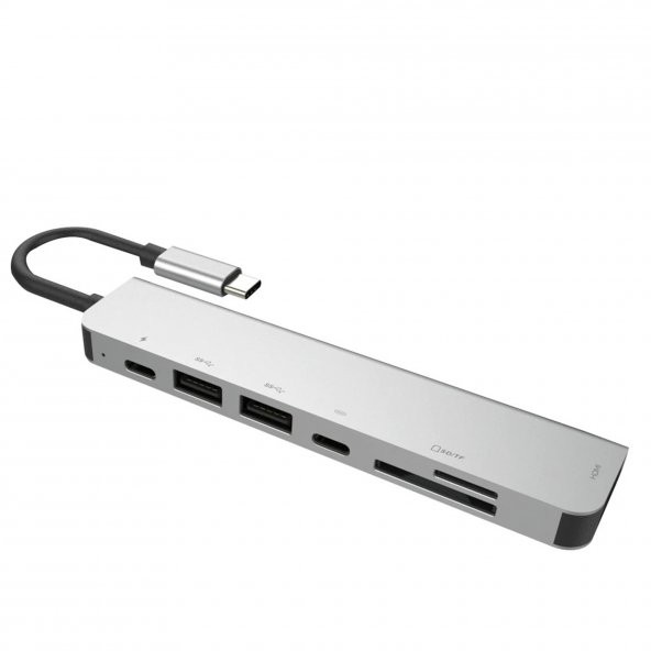Winex 7in1 USB Type-C Hub Port Adaptör 4K HDMI+UsbA+Sd/Tf Kart 100W PD Girişli