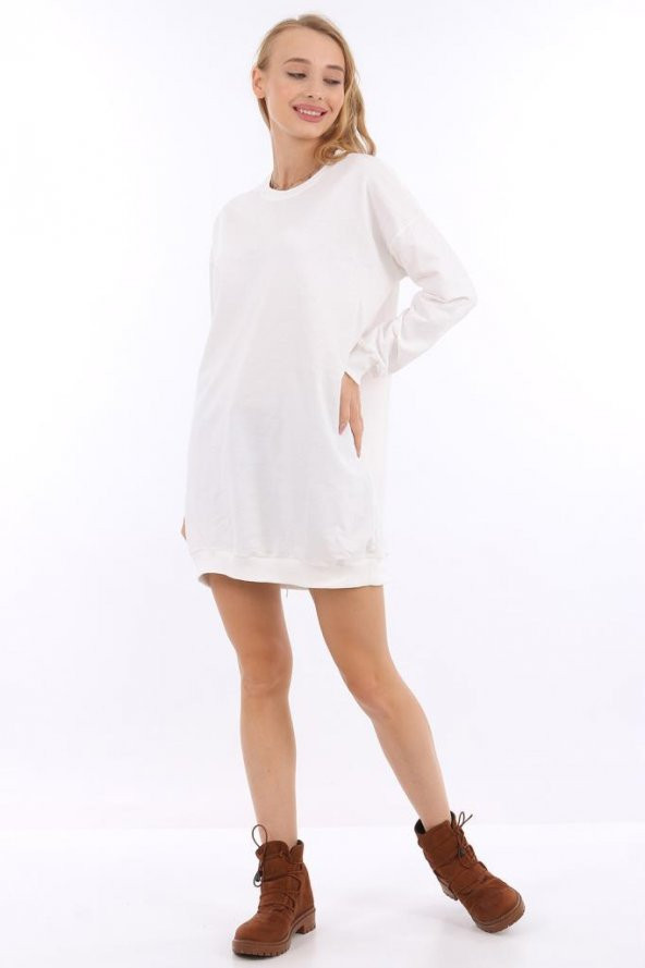 Hipatu Basıc Ribanalı Ekru Kadın Sweat - 3