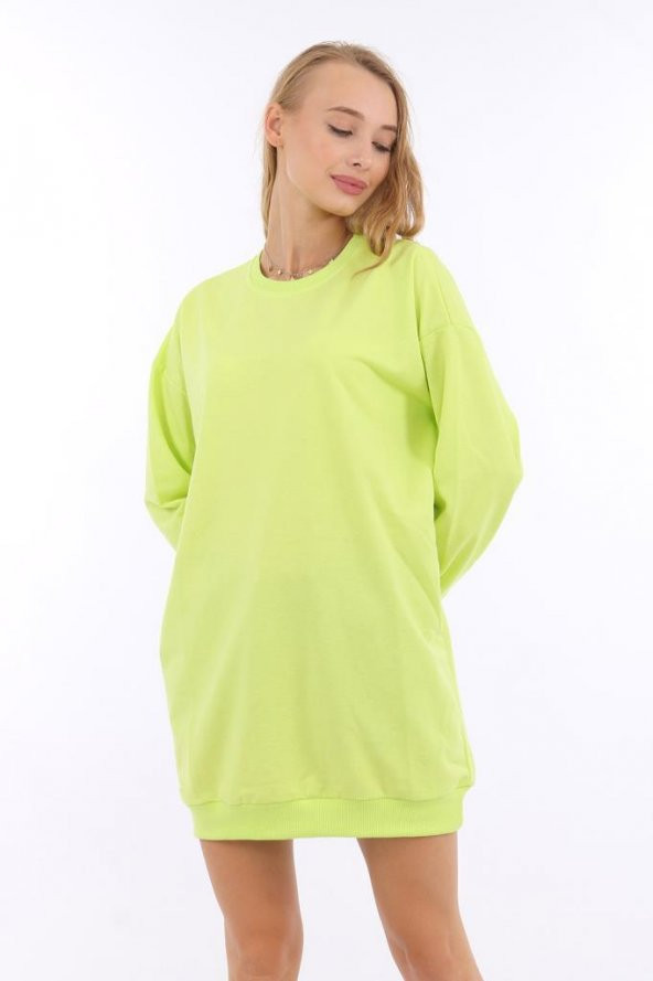 Hipatu Basıc Ribanalı Fıstık Yeşili Kadın Sweat - 3