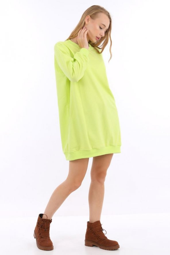 Hipatu Basıc Ribanalı Fıstık Yeşili Kadın Sweat - 5