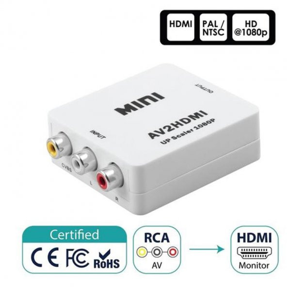 PrimeX PX-1220 HDMI to AV Çevirici, HDMI to AV Görüntü Aktarıcı (PC HDMI girişini AV TVye Aktarır) - 2