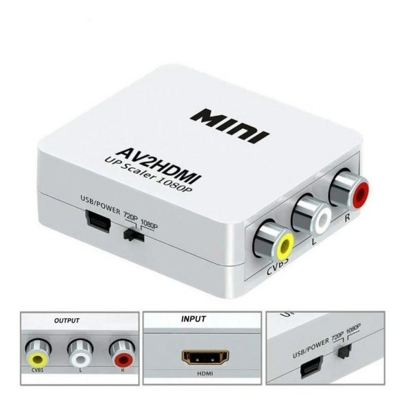 PrimeX PX-1220 HDMI to AV Çevirici, HDMI to AV Görüntü Aktarıcı (PC HDMI girişini AV TVye Aktarır) - 3