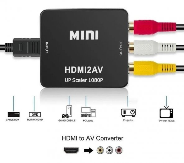 PrimeX PX-1220 HDMI to AV Çevirici, HDMI to AV Görüntü Aktarıcı (PC HDMI girişini AV TVye Aktarır) - 5