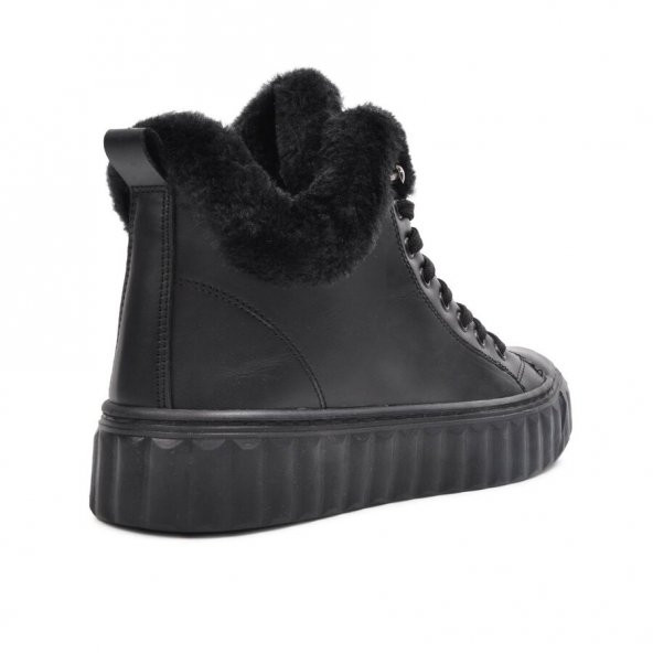 Siyah Kürklü Kadın Sneaker Bot - 5