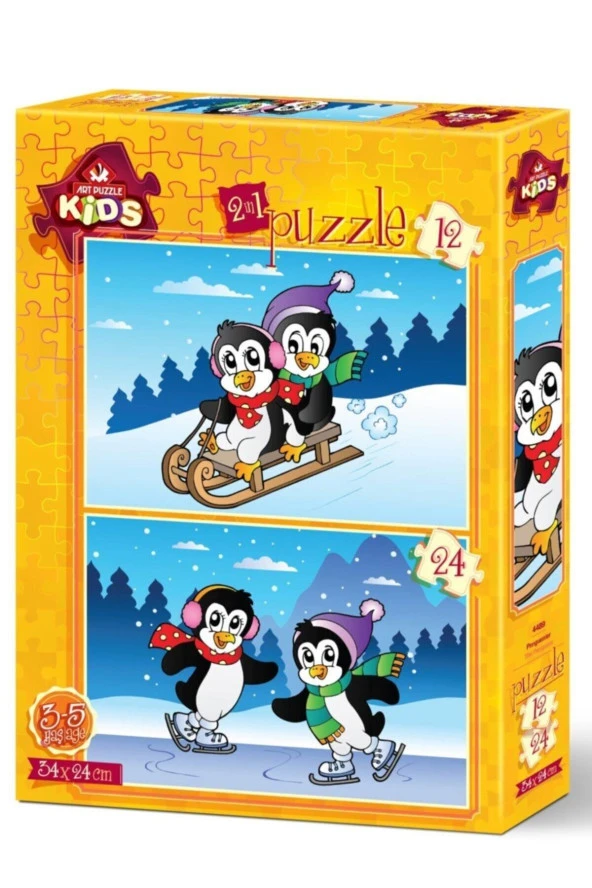 Art Çocuk Puzzle Penguenler 12+24 Parça Puzzle ürün görseli