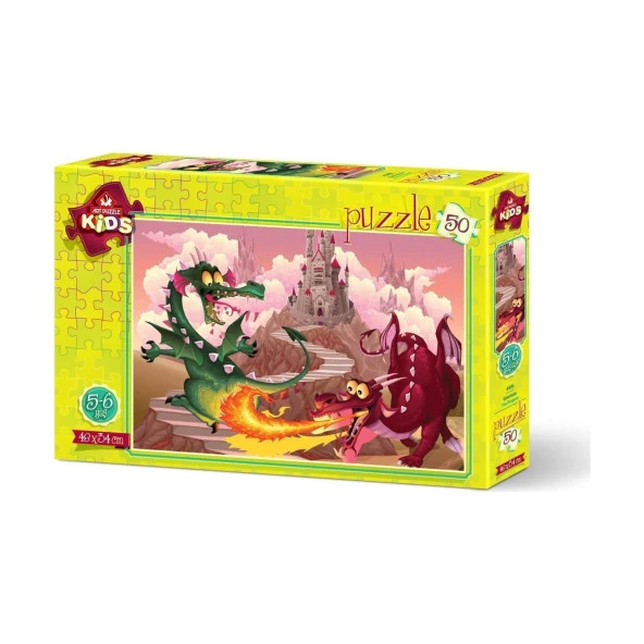 Art Çocuk Puzzle Ejderhalar 50 Parça Puzzle