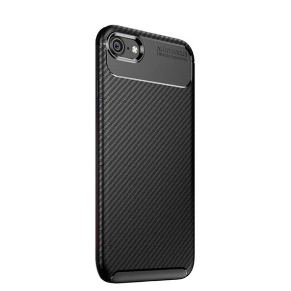 Gpack Apple iPhone SE 2022 Kılıf Negro Karbon Kamera Korumalı SilikonNano Glass