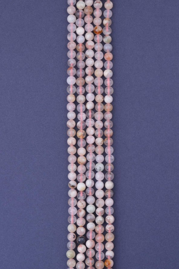 Flower Agate Doğal Taş Dizi 6 mm Küre Kesim