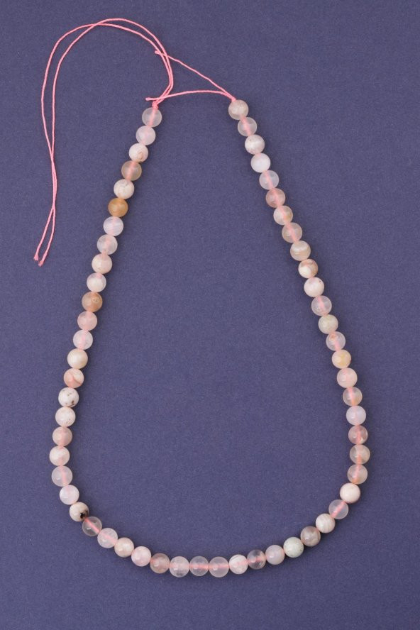 Flower Agate Doğal Taş Dizi 6 mm Küre Kesim - Resim 2