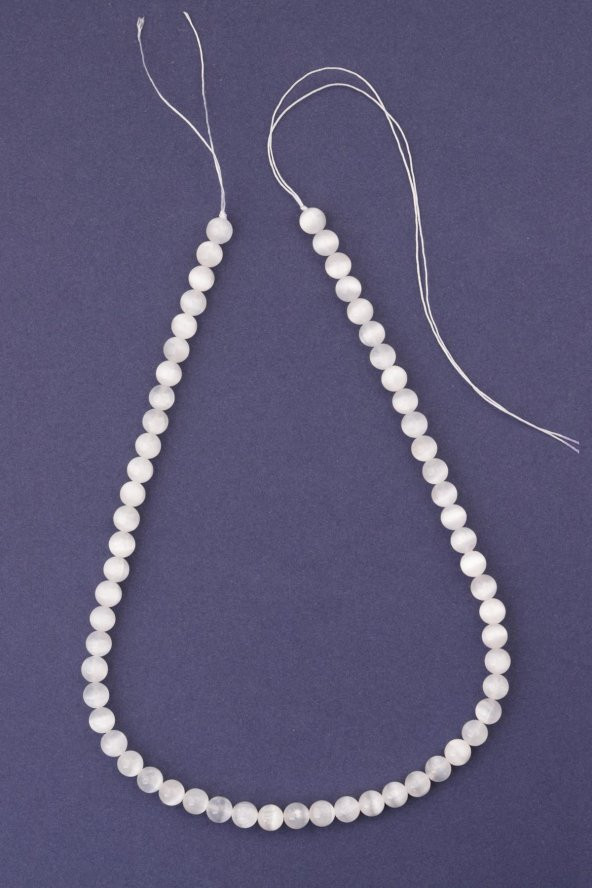 Selenit Doğal Taş Dizi 6 mm Küre Kesim - Resim 2