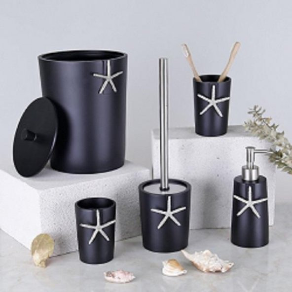 Selim Dekor Ocean Banyo Seti Siyah Gümüş - Resim 4