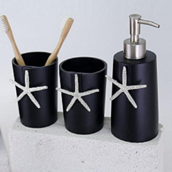 Selim Dekor Ocean Banyo Seti Siyah Gümüş - Resim 5