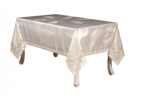 Finezza Anjelica İncili Güpürlü Monoray Kumaş Krem Masa Örtüsü 170x330 cm - 1021 - 7