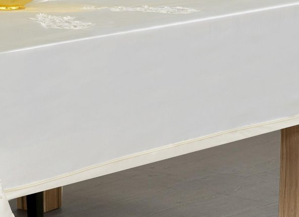 Finezza Anjelica İncili Güpürlü Monoray Kumaş Krem Masa Örtüsü 170x330 cm - 1021 - 5