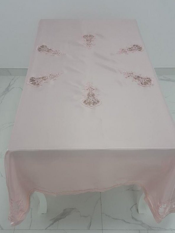 Finezza Anjelica İncili Güpürlü Monoray Kumaş Pudra Masa Örtüsü 170x230cm - 1022