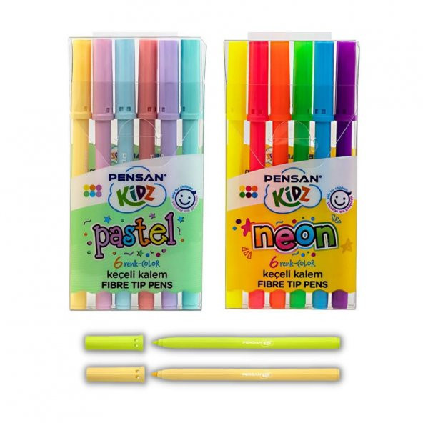 Keçeli Kalem 12 Lı Pastel Ve Neon Renkler Pensan Pastel ve Neon Keçeli Kalem 1 Paket