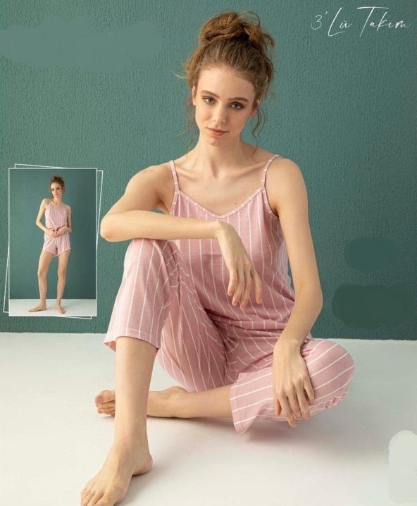 Mihra 90222 3'LÜ Kadın Şort Pijama Takım - 2