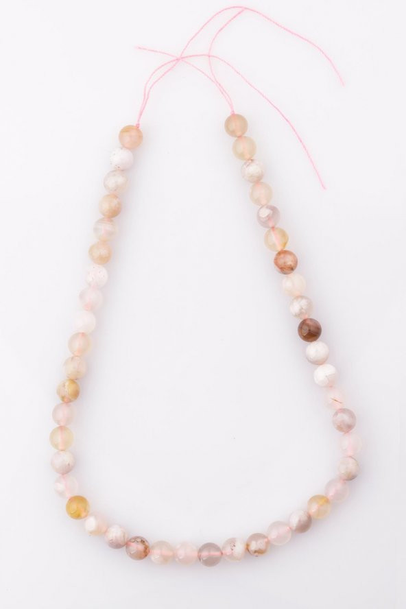 Flower Agate Doğal Taş Dizi 8 mm Küre Kesim - Resim 2