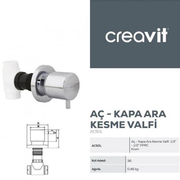 Creavit Gömme Rezervuar A. Klozet İçin+Drop Kumanda Paneli+Ara Musluk - 4