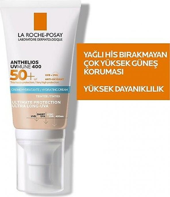 La Roche-Posay Anthelios UVmune 400 Hydrating Tinted Spf 50+ 50 ml Hassas Ciltler Renkli Yüz Güneş Kremi