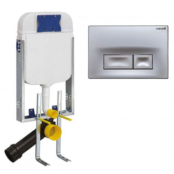 Creavit Gömme Rezervuar Asma Klozet İçin+Ore Mat Gri Kumanda Paneli