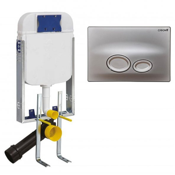 Creavit Gömme Rezervuar Asma Klozet İçin+Mat Gri Kumanda Paneli