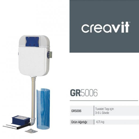 Creavit Gömme Rezervuar Hela Taşı İçin+Ore Mat Gri Kumanda Paneli - 2