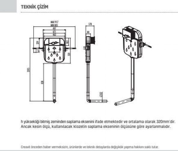Creavit Gömme Rezervuar Hela Taşı İçin+Ore Mat Gri Kumanda Paneli - 4