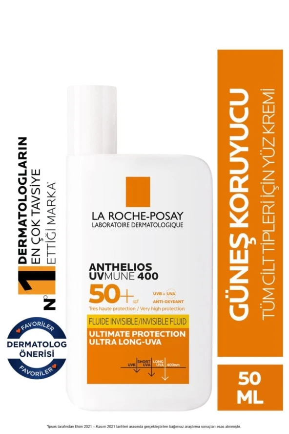 La Roche-Posay Anthelios UVmune 400 Fluid Spf 50+ 50 ml UVA Korumalı Güneş Koruyucu