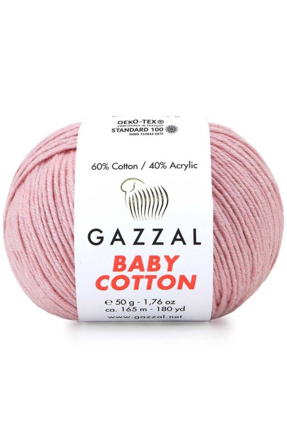 Gazzal Baby Cotton El Örgü İpi Pembe 3444