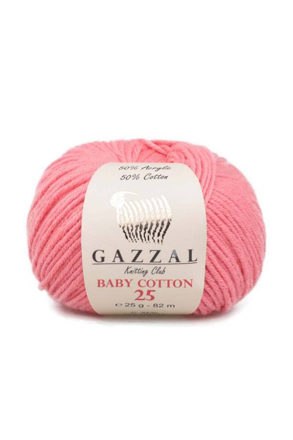 Gazzal Baby Cotton 25 El Örgü İpi Pembe 3435