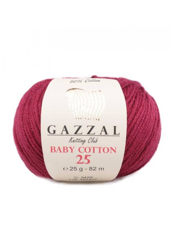 Gazzal Baby Cotton 25 El Örgü İpi Bordo 3442