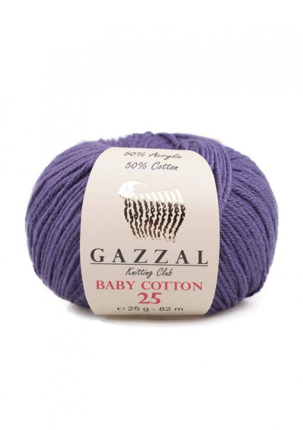 Gazzal Baby Cotton 25 El Örgü İpi Mor 3440