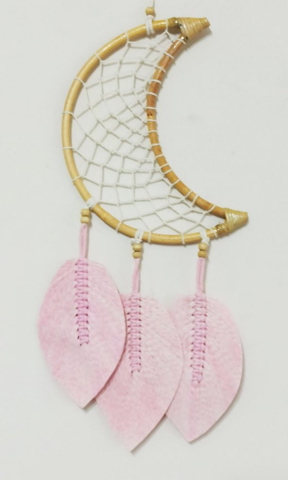 Pembe Yapraklı Aydede Modelli Makrome Duvar Süsü - 3