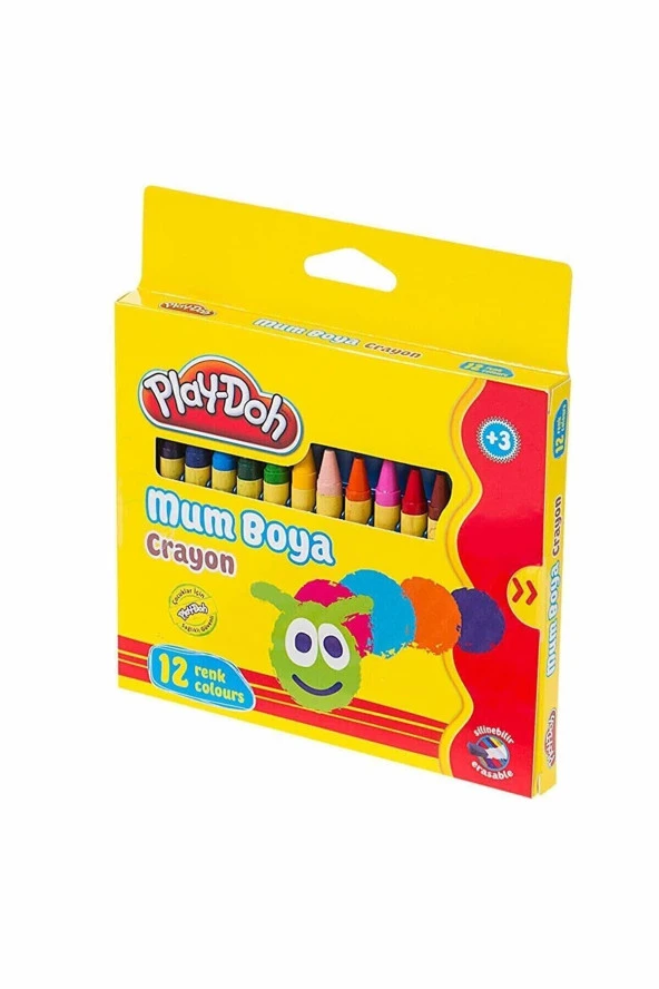 Play-Doh Mum Pastel Boya Crayon Yuvarlak 12 Renk Silinebilir