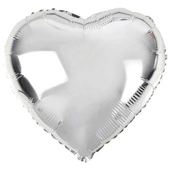 himarry Kalp Şekilli Gümüş Renk Toptan Folyo Balon 45 cm 10 Adet