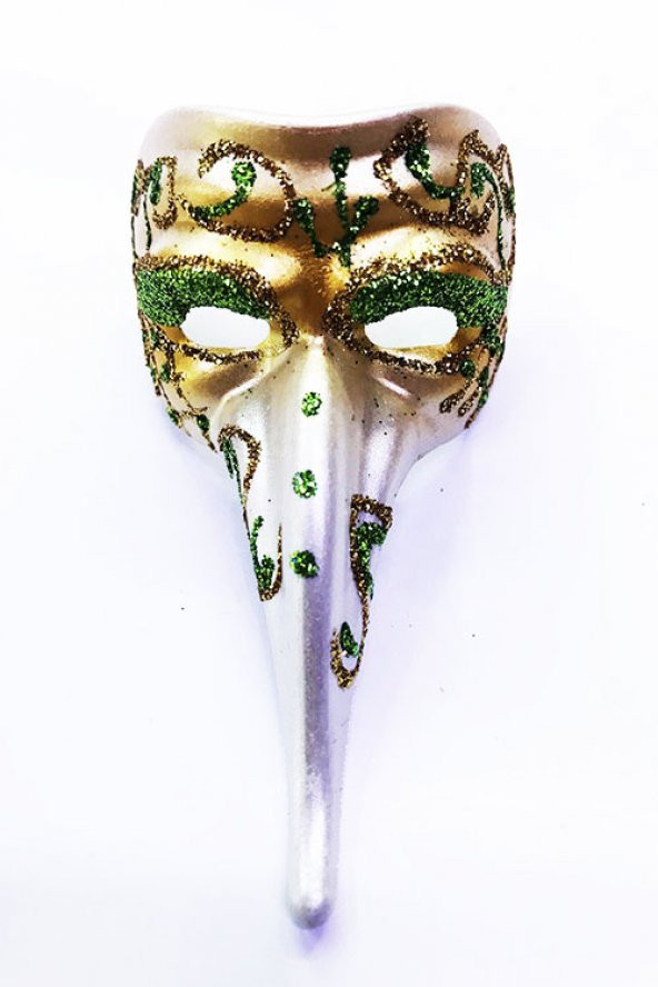 himarry Yeşil Renk İşlemeli Seramik Malzemeden İmal Venedik Uzun Maske Magnet