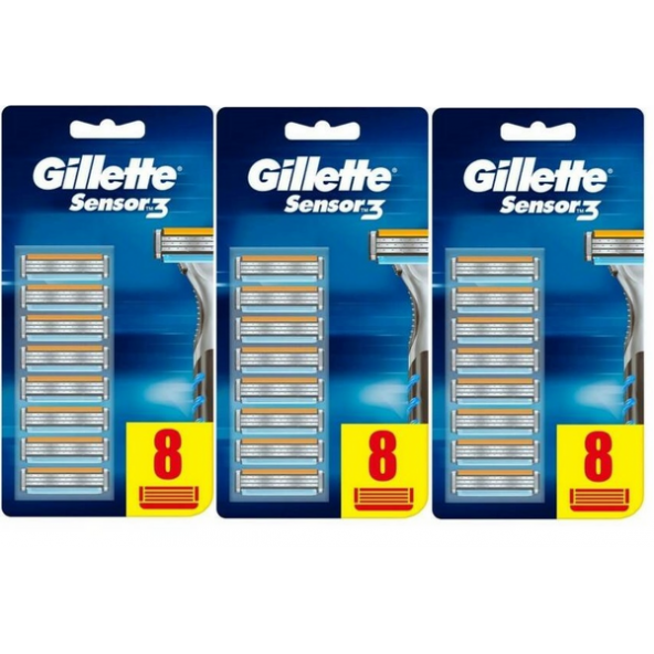 Gillette Sensor3 Yedek Tıraş Bıçağı 8'li x 3