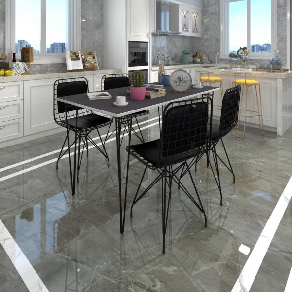 Knsz masa sandalye takımı hem75mazlum grisyh 130*070 sm 4 sandalye syhsyh sırt minderli