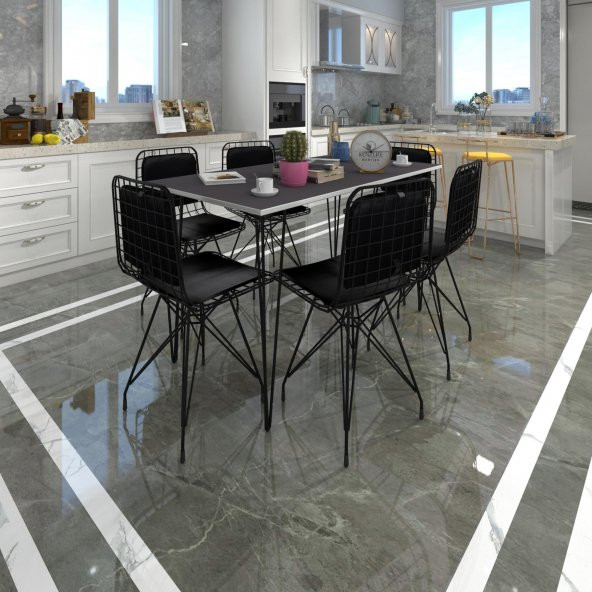 Knsz masa sandalye takımı hem75mazlum grisyh 130*090 sm 6 sandalye syhsyh sırt minderli ürün görseli 1