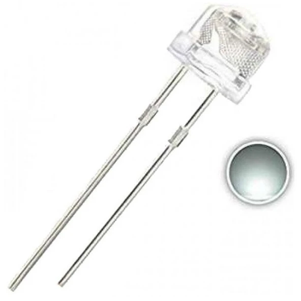 5 Adet - Beyaz Mantar Led 4.8mm Şeffaf ürün görseli 1