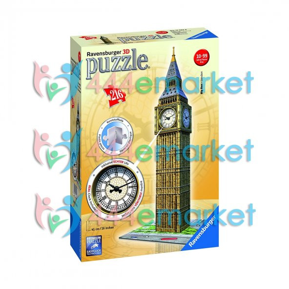 Ravensburger 3D Puzzle Big Ben Saat Kulesi Londra GERÇEK SAAT İÇERİR 216 Parça 3D Big Ben London