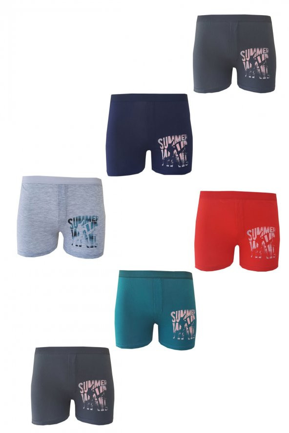 Erkek Çocuk Renkli Desenli Baskılı Boxer Külot 6 Lı Paket - 2