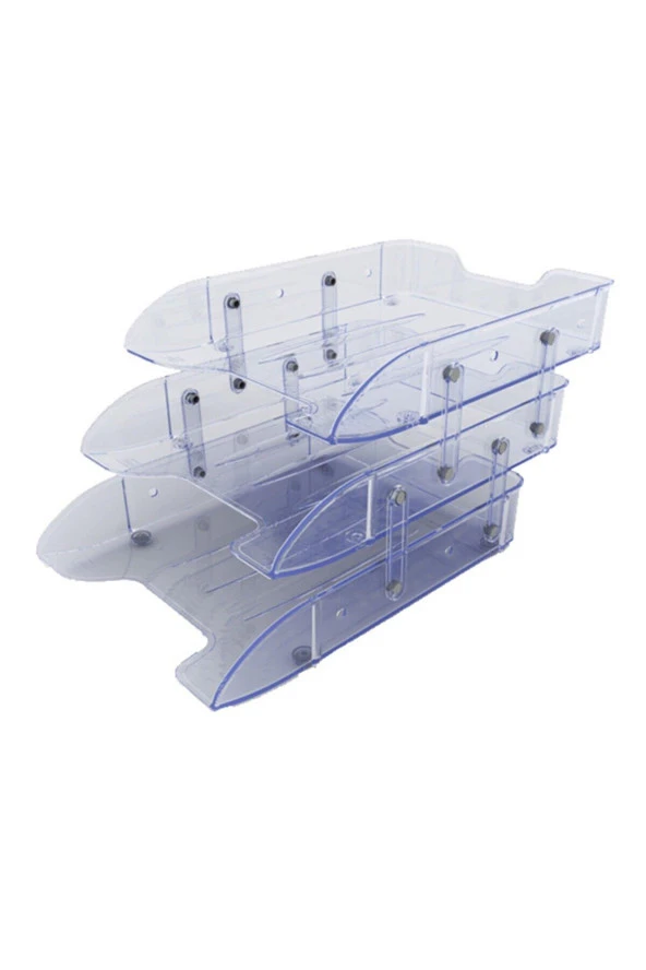 Mas Evrak Rafı Plastik Hareketli 3 Lü Şeffaf Mafsallı