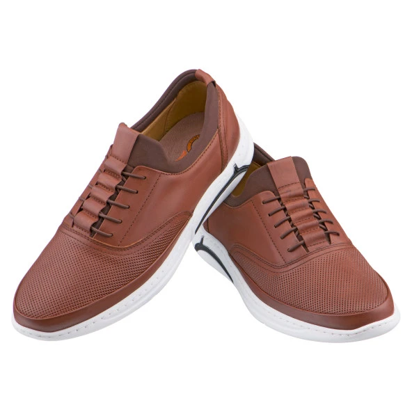 Taba Baskılı Lastik Bağcıklı Erkek Ayakkabı